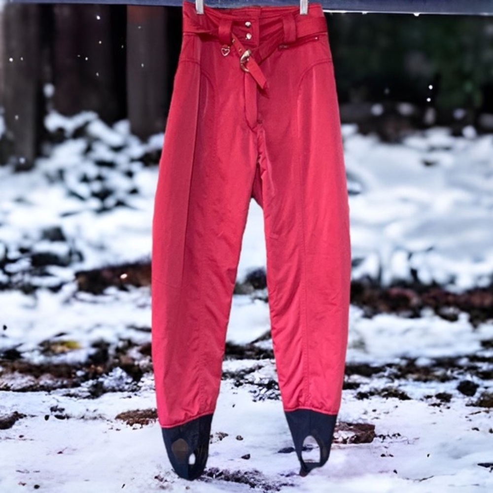 Vintage Obermeyer Red Stirrup Ski Pants Womens Retro Apres Ski
